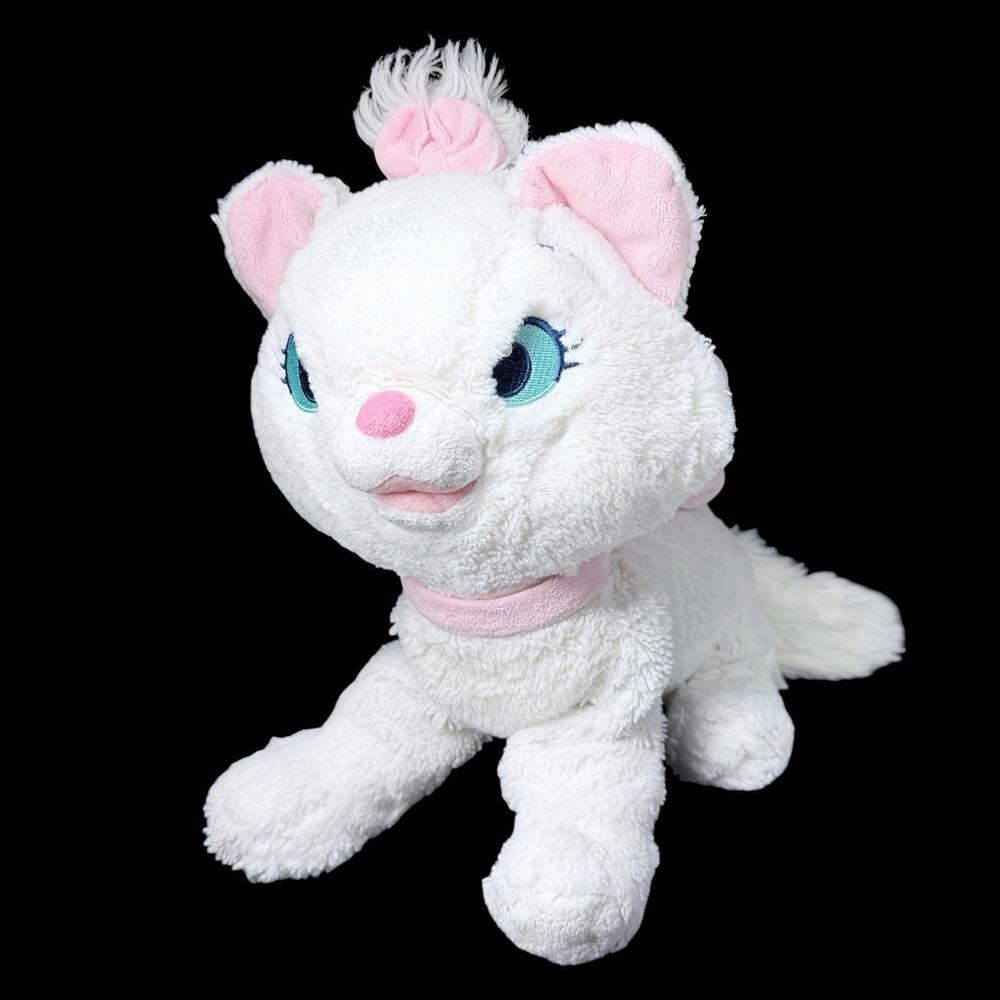 Disney Store Marie Aristocats Plush Cat White Pink Bow Stuffed Animal 12 in